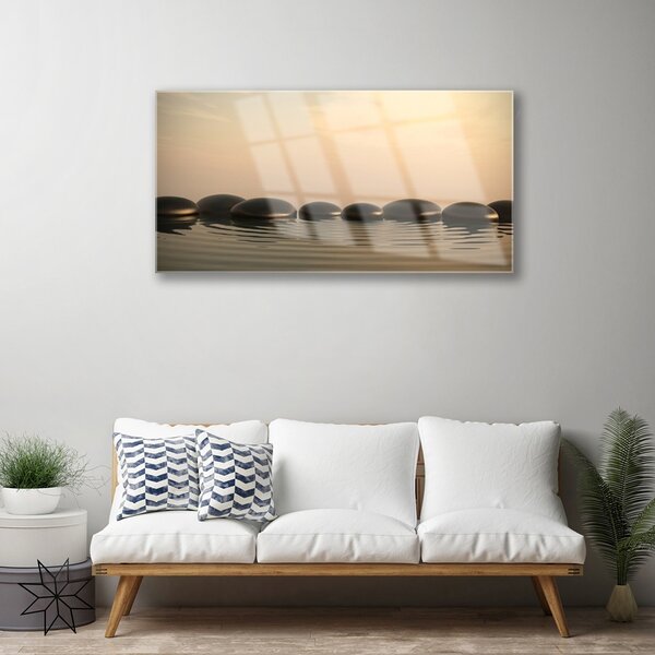 Quadro vetro Pietre d'acqua 100x50 cm 2 appendini