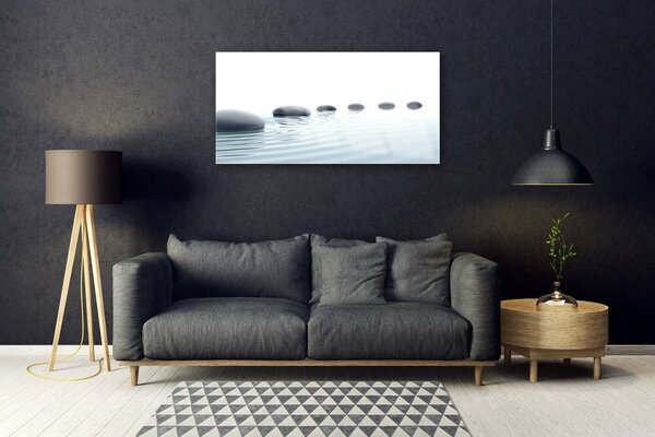 Quadro su vetro Pietre d'acqua 100x50 cm 2 appendini