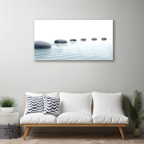 Quadro su vetro Pietre d'acqua 100x50 cm 2 appendini