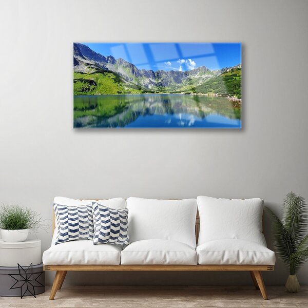 Quadro su vetro Paesaggio del lago di montagna 100x50 cm