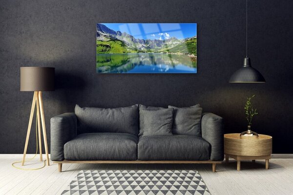 Quadro su vetro Paesaggio del lago di montagna 100x50 cm