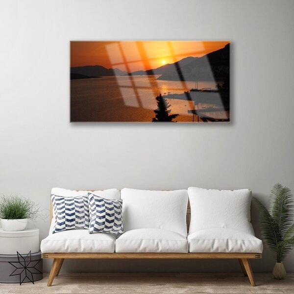 Quadro vetro Mare Montagne Paesaggio 100x50 cm 2 appendini