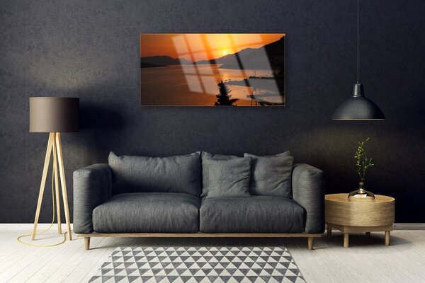 Quadro vetro Mare Montagne Paesaggio 100x50 cm 2 appendini