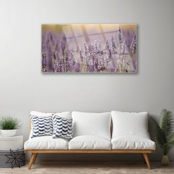 Quadro in vetro Fiori Pianta naturale 100x50 cm 2 appendini