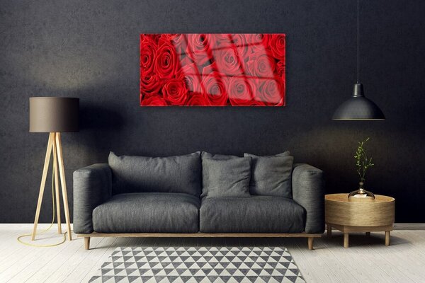 Quadro vetro Rose Fiori Pianta 100x50 cm 2 appendini