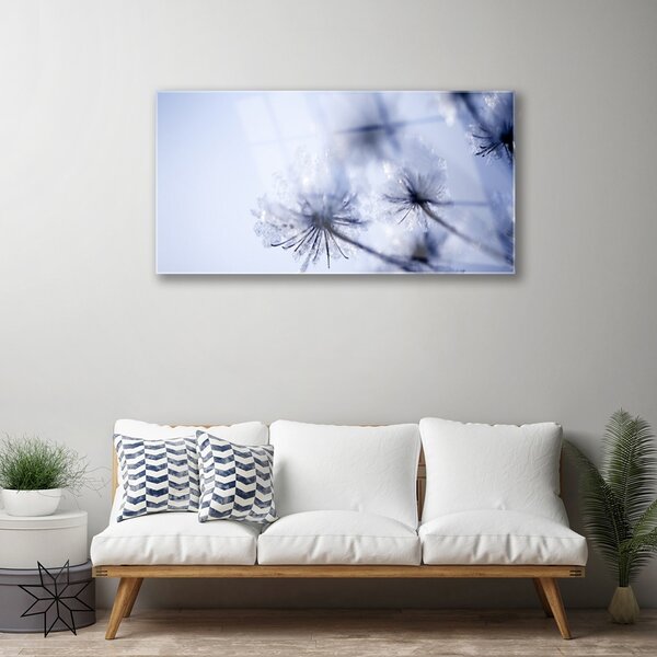 Quadro in vetro Pianta di dente di leone 100x50 cm 2 appendini