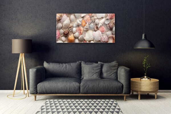 Quadro vetro Arte della sabbia con i molluschi 100x50 cm 2 appendini