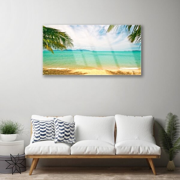 Quadro su vetro Paesaggio spiaggia mare 100x50 cm 2 appendini
