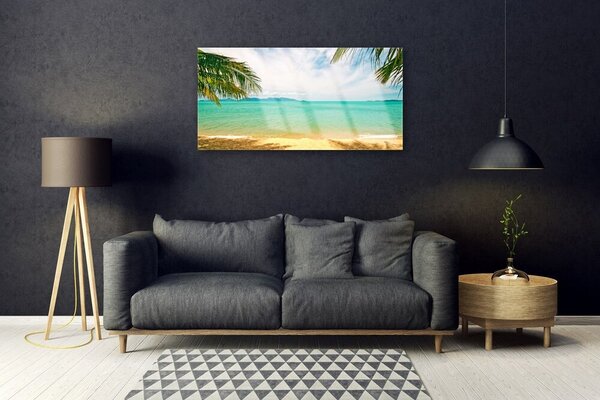 Quadro su vetro Paesaggio spiaggia mare 100x50 cm 2 appendini