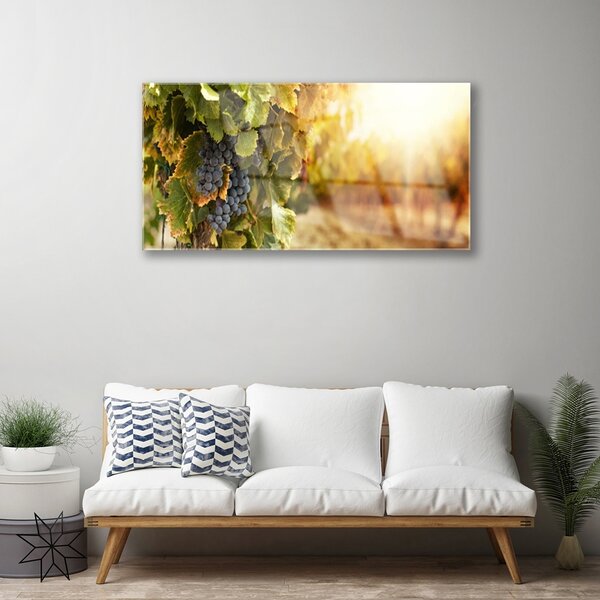 Quadro in vetro Cucina Foglie d'Uva 100x50 cm 2 appendini
