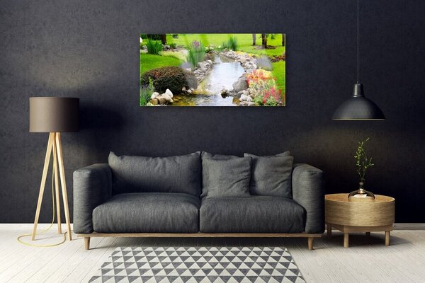 Quadro vetro Giardino Lago Natura 100x50 cm 2 appendini