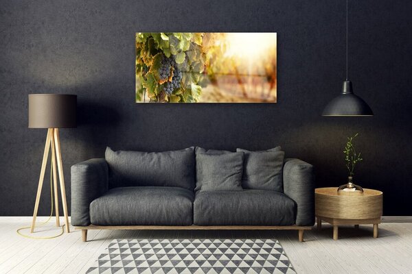 Quadro in vetro Cucina Foglie d'Uva 100x50 cm 2 appendini