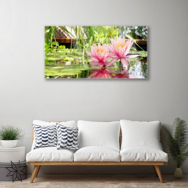 Quadro in vetro Fiori Pianta naturale 100x50 cm 2 appendini