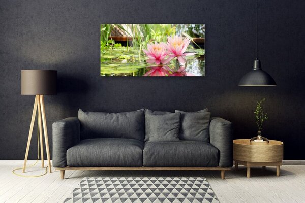 Quadro in vetro Fiori Pianta naturale 100x50 cm 2 appendini
