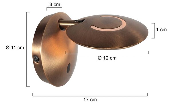 Steinhauer Applique da parete Zenith, dimmerabile, Bronzo / Ottone antico, Soggiorno / Sala da pranzo, Metallo, Moderno, Applique