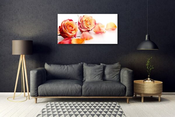 Quadro vetro Rose Fiori Pianta 100x50 cm 2 appendini