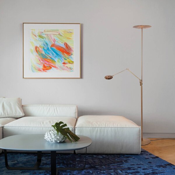 Steinhauer Lampada da terra con luce lettura Zenith, dimmerabile, Bronzo / Ottone antico, Soggiorno / Sala da pranzo, Metallo, Moderno, Lampada da terra