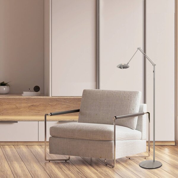 Steinhauer Lampada da terra Daphne, dimmerabile, Alluminio / Grigio / Zincato, Soggiorno / Sala da pranzo, Metallo, Moderno, Lampada da terra