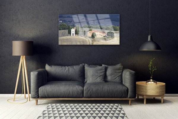 Quadro in vetro Prato Alberi Paesaggio 100x50 cm 2 appendini