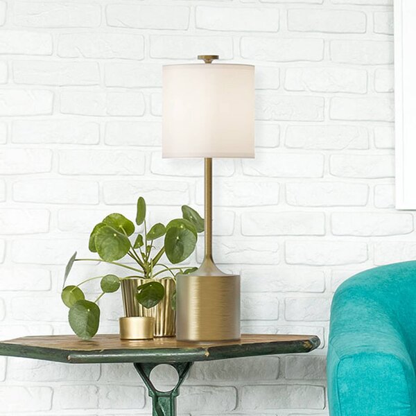 Elstead Lampada da tavolo Issa, Crema / Ambra, Soggiorno / Sala da pranzo, Alluminio, Vintage, Lampada da tavolo