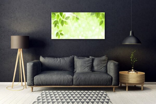 Quadro di vetro Foglia Natura Pianta 100x50 cm 2 appendini