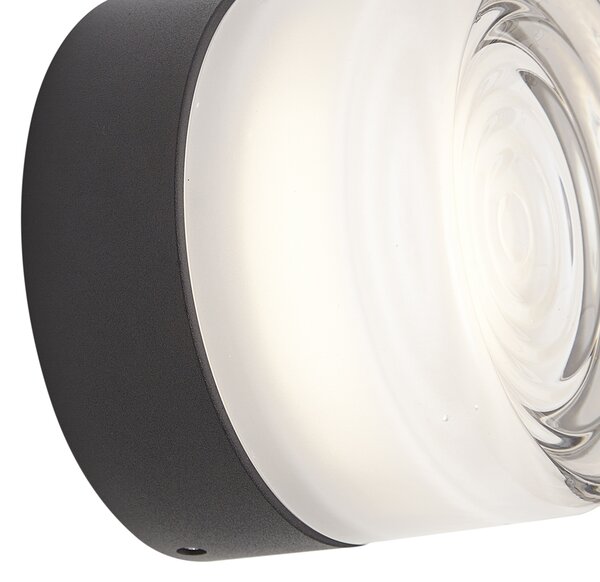 Lampada da parete di design nera con vetro opale IP44 - Michele