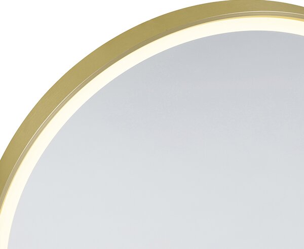 Specchio da bagno oro 50 cm con LED dimmerabile a 3 livelli con touch rotondo - Miral