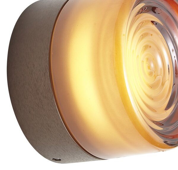 Lampada da parete di design bronzo scuro con vetro ambrato IP44 - Michele