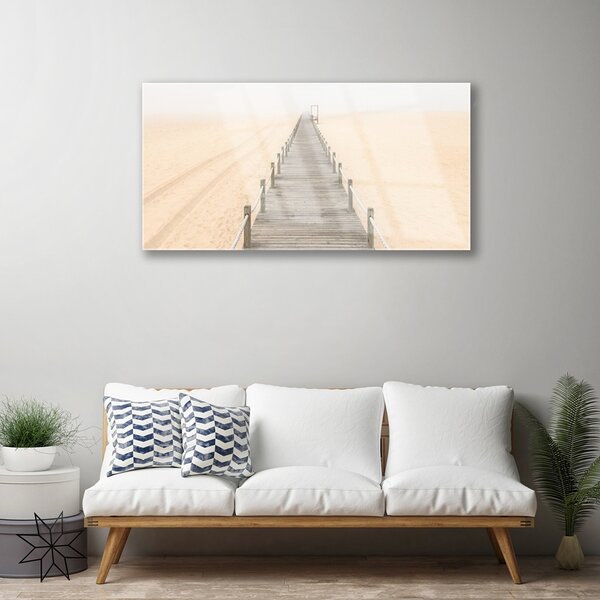Quadro in vetro Architettura del ponte di sabbia 100x50 cm 2 appendini