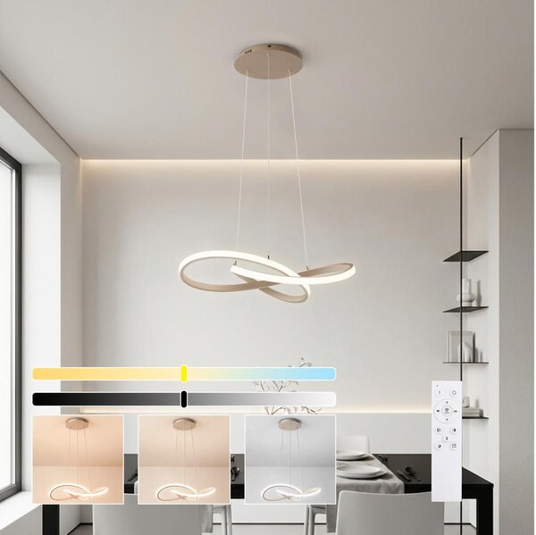 Brilagi - LED dimmerabile. lampadario a sospensione con cavo INFINITY LED/55W/230V 50x50 cm beige + telecomando