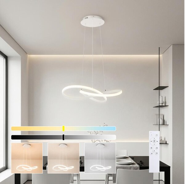Brilagi - Lampadario a sospensione INFINITY LED dimmerabile 55W/230V 50x50 cm bianco + telecomando