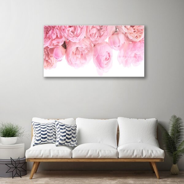 Quadro in vetro Rose Fiori Pianta 100x50 cm 2 appendini