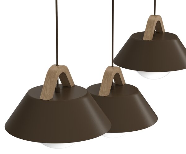 Lampadario sospeso con cavo FUNDA 3xE27/15W/230V marrone