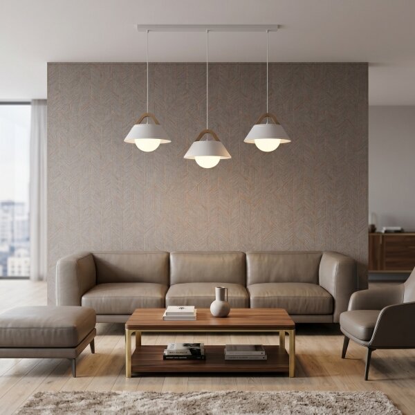 Lampadario a sospensione con cavo FUNDA 3xE27/15W/230V colore crema