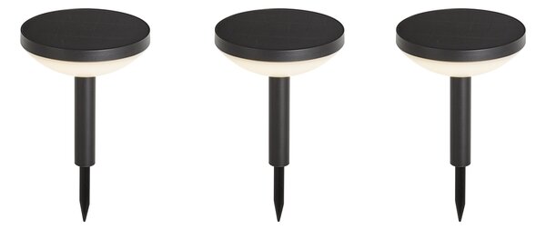 Set di 3 faretti a picchetto neri con LED solare IP44 - Solar