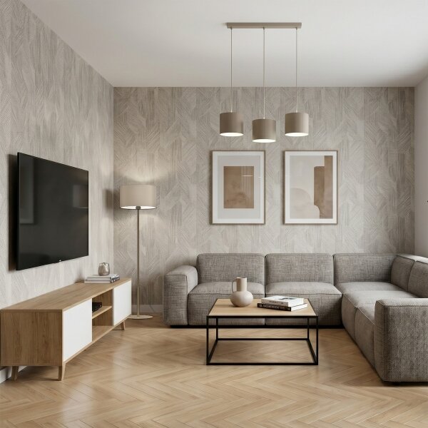 Lampadario a sospensione con cavo ARDEN 3xE27/15W/230V beige