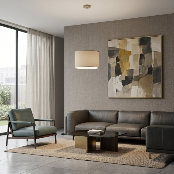 Lampadario a sospensione con cavo ARDEN 1xE27/15W/230V diametro 25 cm beige