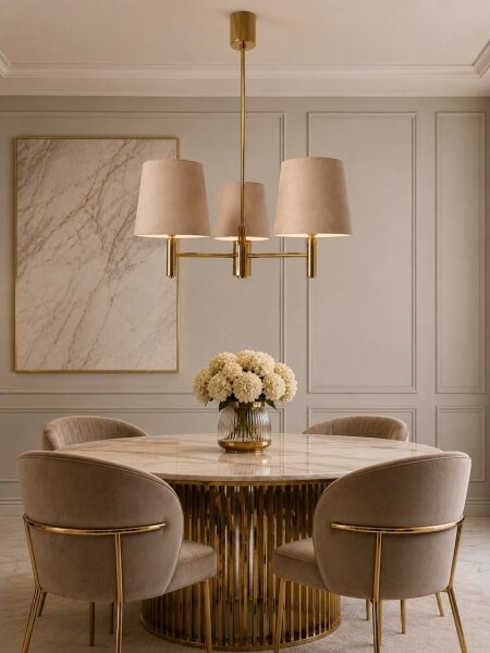 Brilagi - Lampadario su asta MONTE 3xE27/60W/230V beige/oro