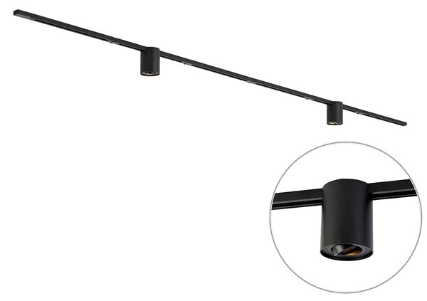 Sistema di illuminazione a binario moderno nero con 2 faretti monofase - Iconic Rondoo Up