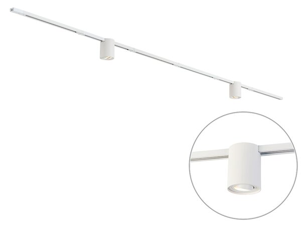 Sistema di illuminazione a binario moderno bianco con 2 faretti monofase - Iconic Rondoo Up
