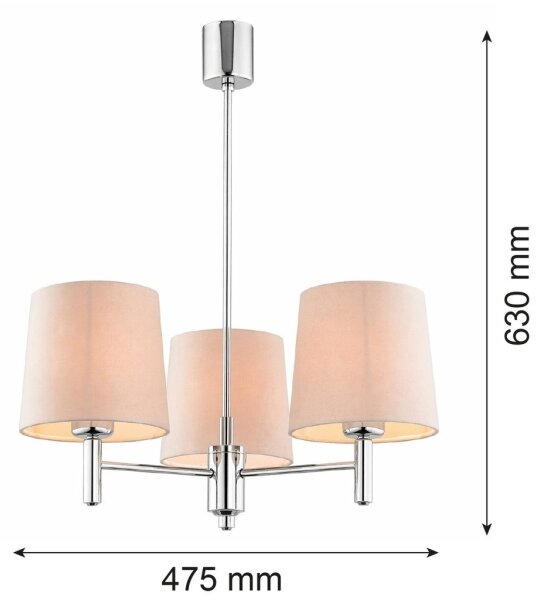 Brilagi - Lampadario a stelo MONTE 3xE27/60W/230V beige/cromo lucido