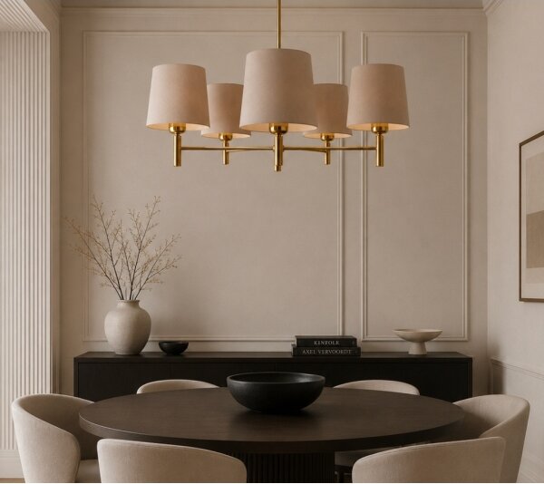 Brilagi - Lampadario a stelo MONTE 5xE27/60W/230V beige/oro