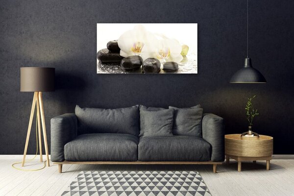 Quadro vetro Pietre fiorite Arte 100x50 cm 2 appendini