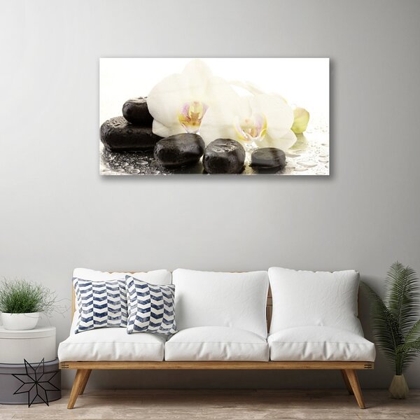Quadro vetro Pietre fiorite Arte 100x50 cm 2 appendini