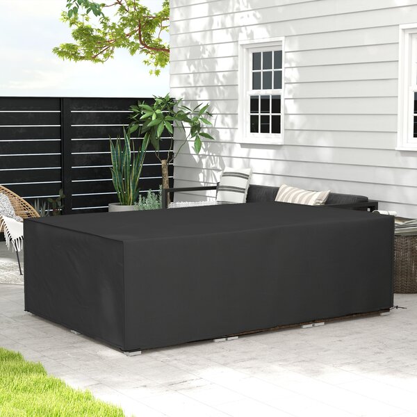 Outsunny Copertura per mobili da giardino in tessuto Oxford impermeabile anti-UV, 222 x 155 x 67 cm, Nero | Aosom Italy