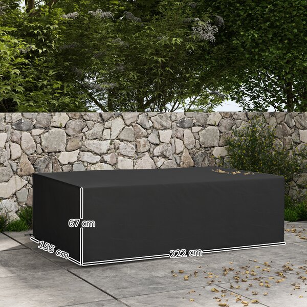 Outsunny Copertura per mobili da giardino in tessuto Oxford impermeabile anti-UV, 222 x 155 x 67 cm, Nero | Aosom Italy