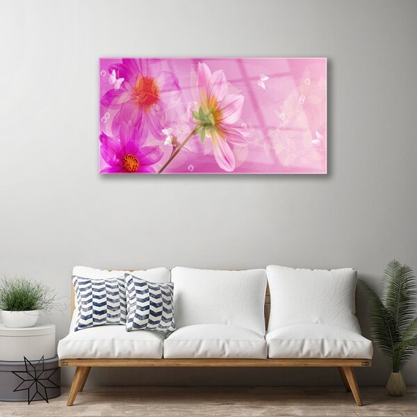 Quadro di vetro Fiori Pianta naturale 100x50 cm 2 appendini