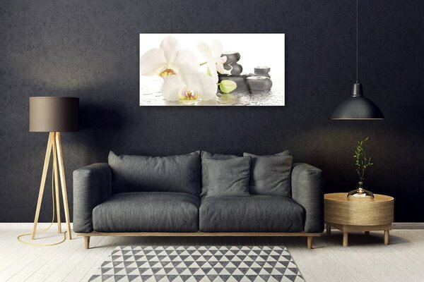 Quadro di vetro Pietre da fiore Pianta 100x50 cm 2 appendini