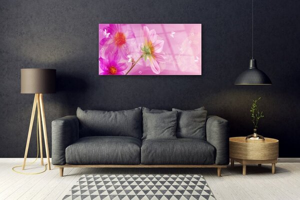 Quadro di vetro Fiori Pianta naturale 100x50 cm 2 appendini