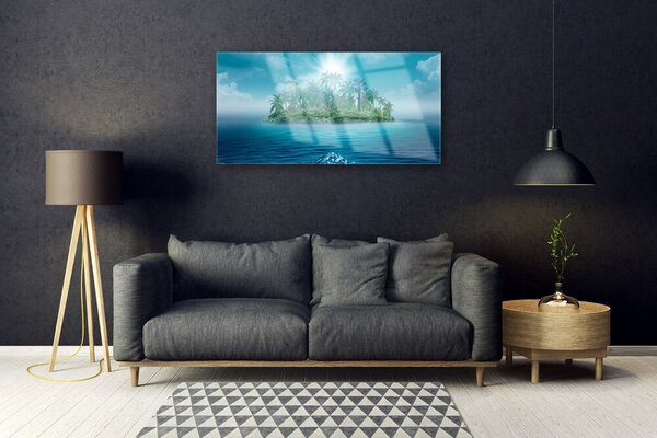 Quadro su vetro Paesaggio marino dell'isola 100x50 cm 2 appendini